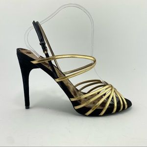 Sam Edelman Harlette Gold and Black Strappy Heels Size 10